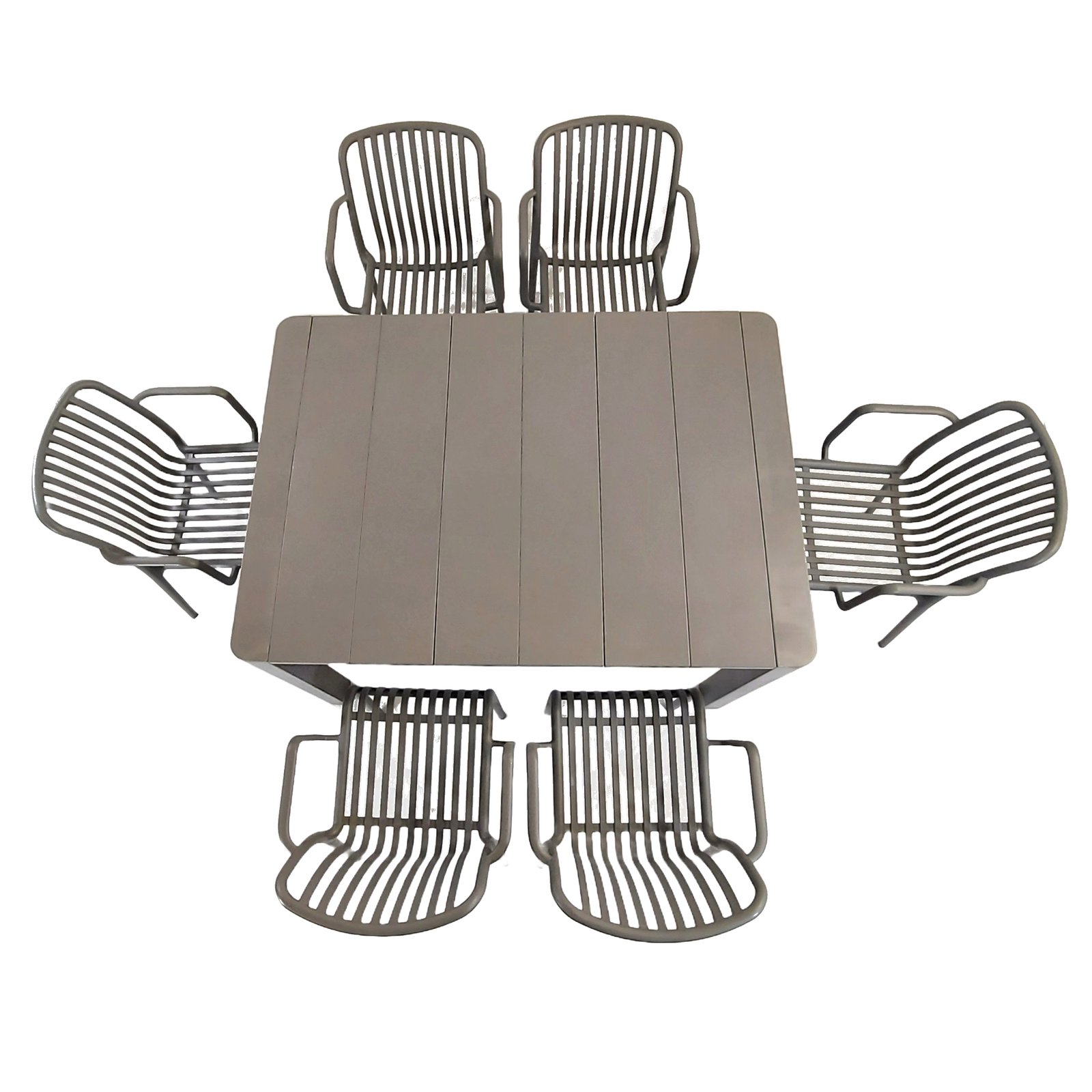 Modura Henrik 140 Dining Table Nickel Grey With 6 Alma Armchair Nickel Grey Outdoor Set Dining Sets Modura