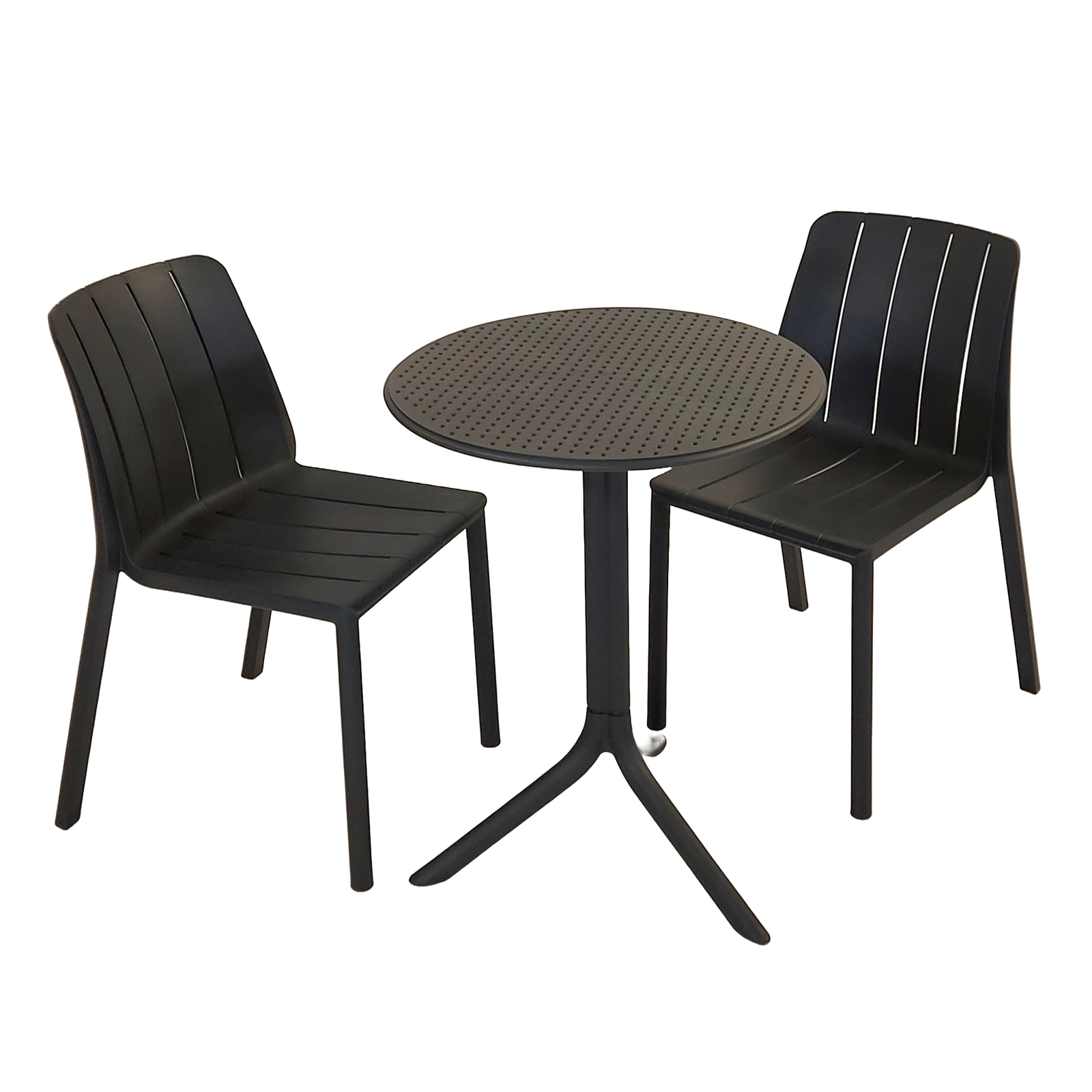 Nardi Step Garden Table With 2 Tiberina Bistrot Chair Set in Anthracite Dining Sets Nardi