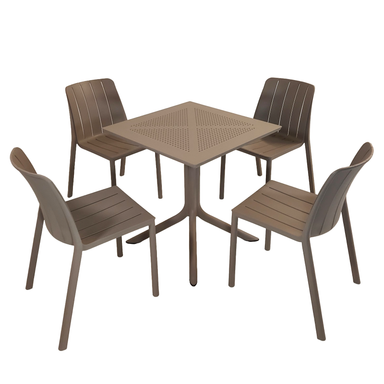 Nardi Clip 70cm Garden Table With 4 Tiberina Bistrot Chair Set in Turtle Dove Dining Sets Nardi