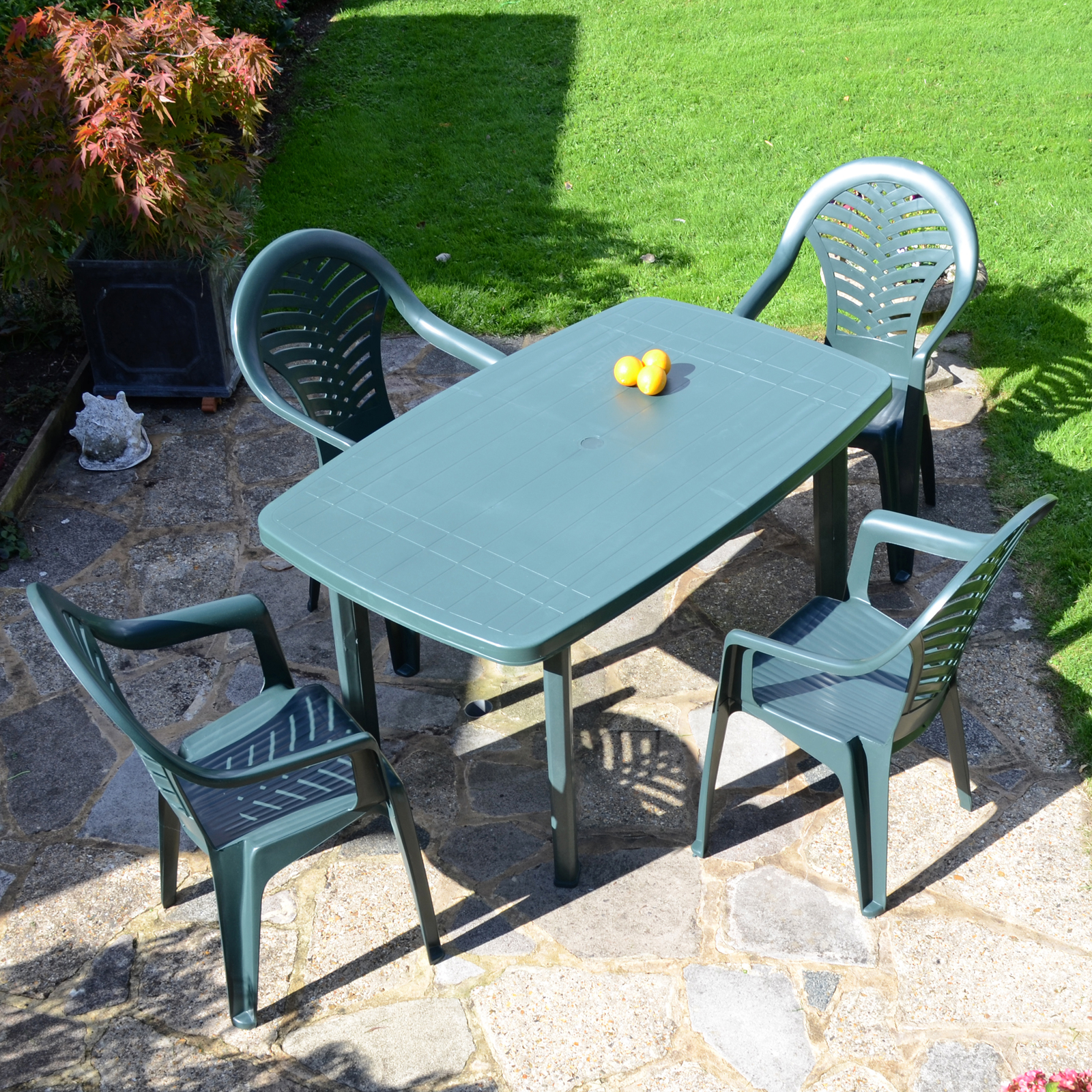 Trabella Rimini Rectangular Table With 4 Pineto Chairs Set Green Dining Sets Trabella   