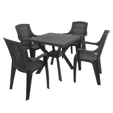 Trabella Turin Table With 4 Parma Chairs Garden Set in Anthracite Dining Sets Trabella   