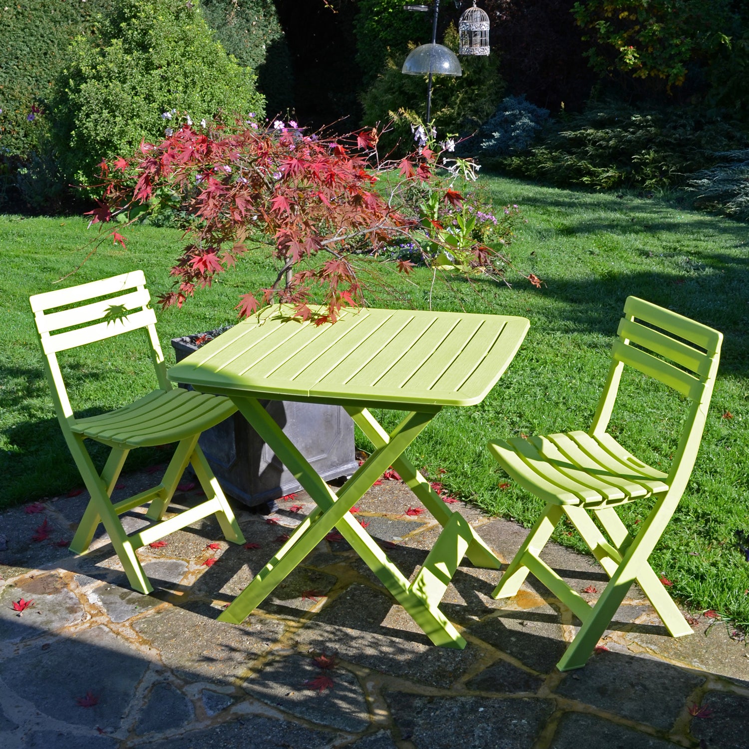 Trabella Brescia Folding Table with 2 Brescia Chairs Set Lime Dining Sets Trabella   
