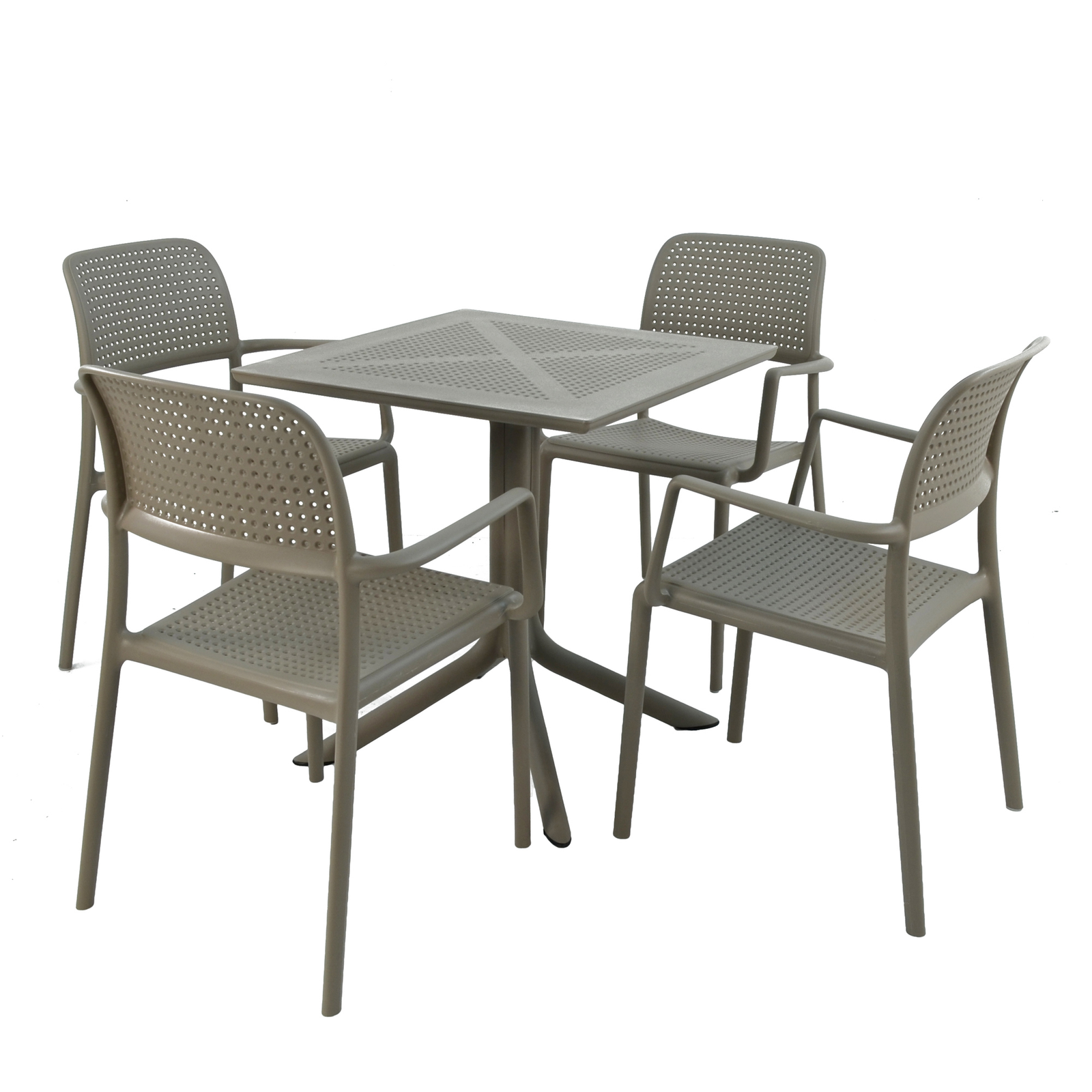 Nardi Clip Garden Table with 4 Bora Chair Set in Turtle Dove Grey Dining Sets Nardi Default Title  