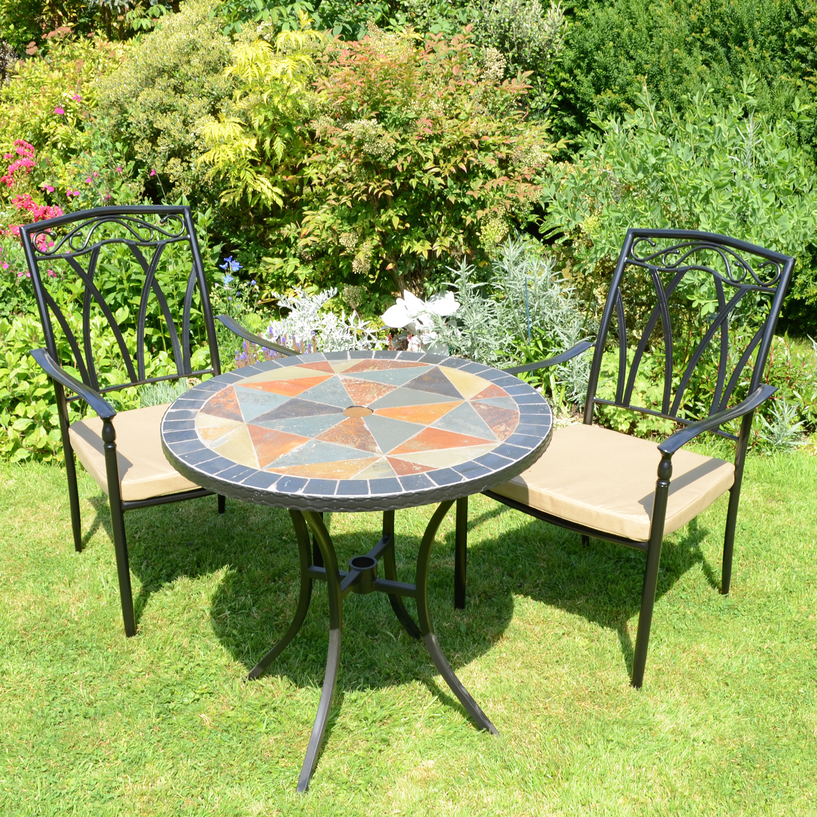 Exclusive Garden Tobarra 76cm Table With 2 Ascot Chairs Set Dining Sets Exclusive Garden   