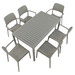 Nardi Cube Garden Dining Table with 6 Bora Chair Set in Turtle Dove Grey Dining Sets Nardi   