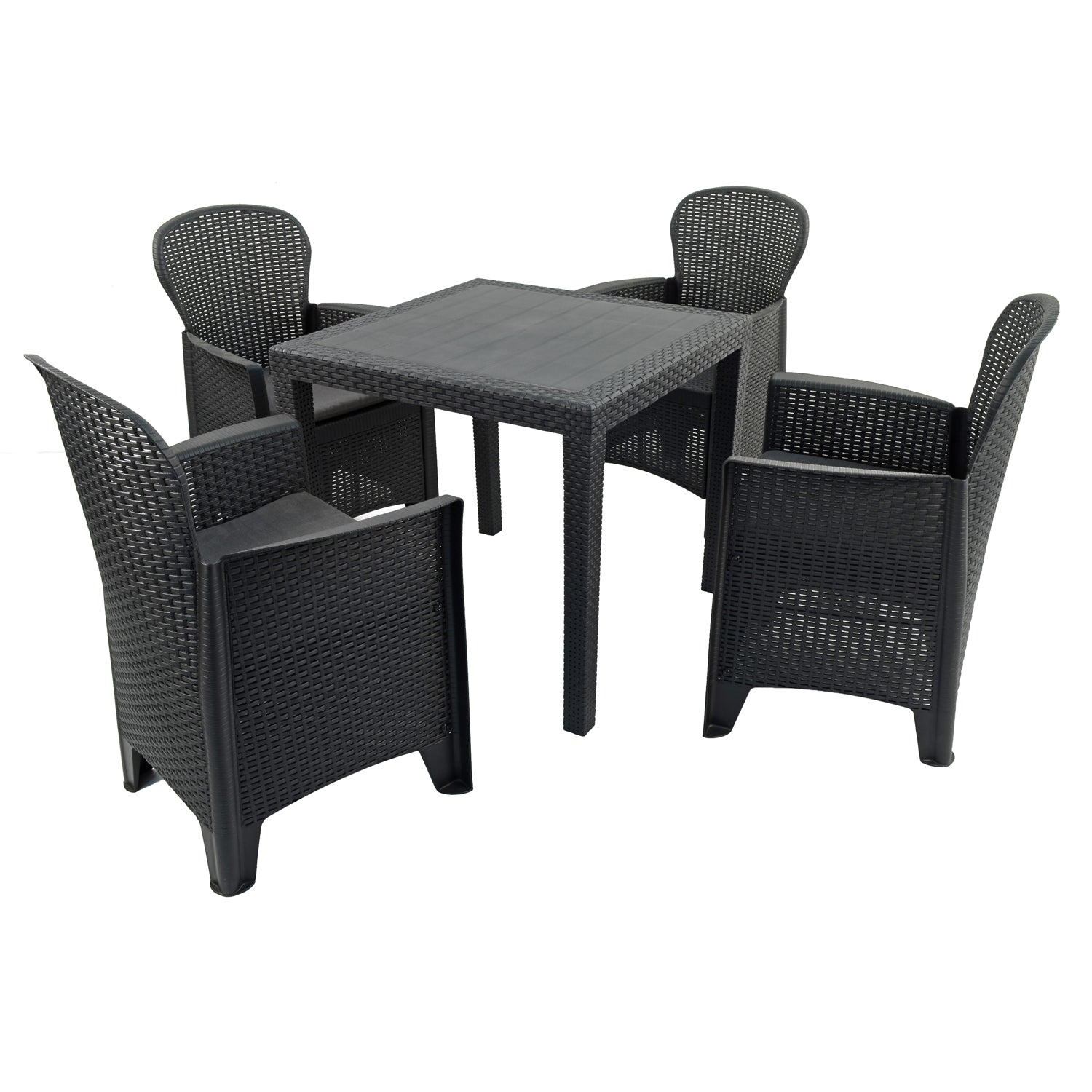 Trabella Salerno Square Table with 4 Sicily Chairs Garden Set Anthracite Dining Sets Trabella   