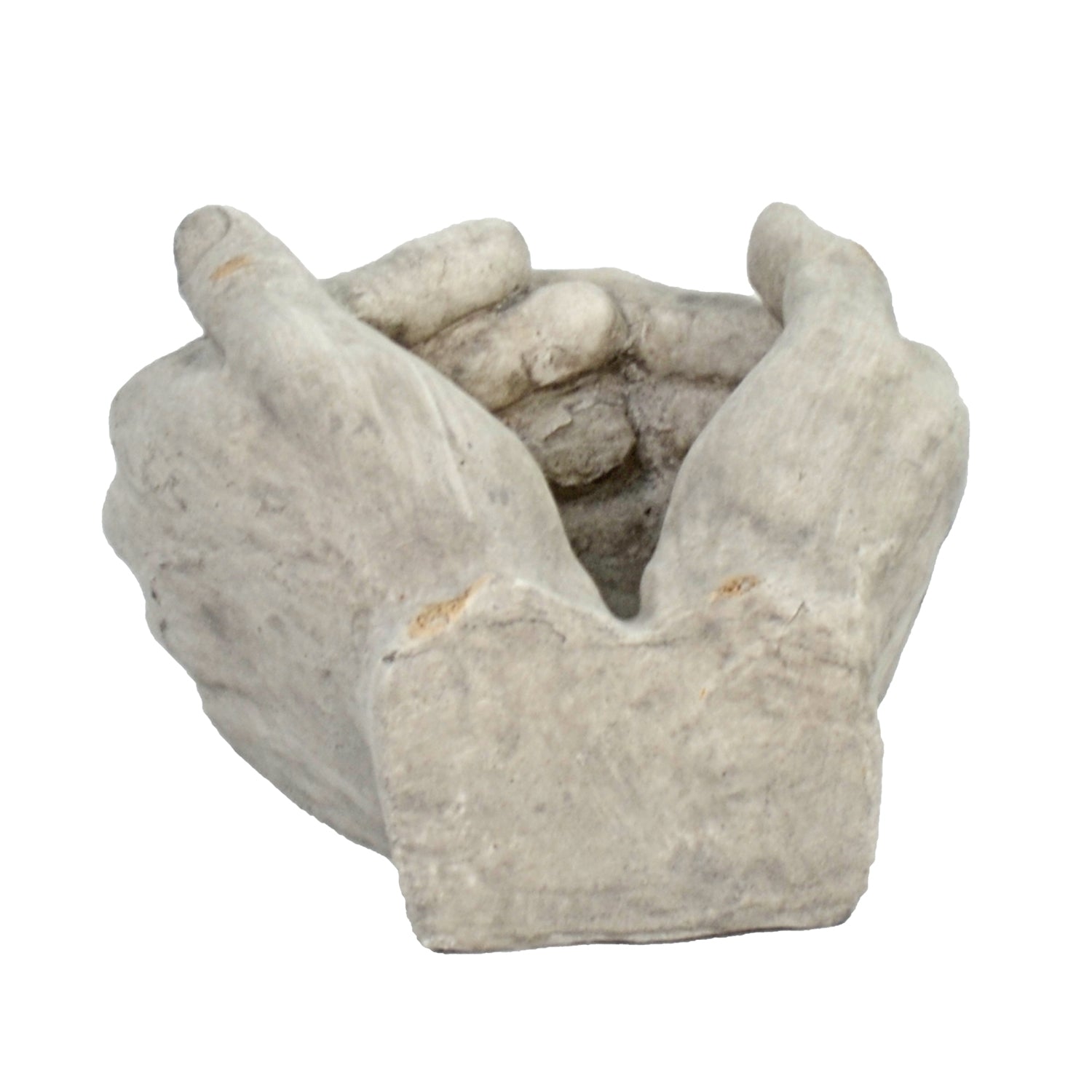 Solstice Sculptures Cupped Hands Planter 19cm Weathered Stone Effect Statues Solstice Sculptures   