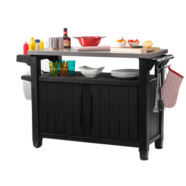 Keter Unity BBQ Table Double in Anthracite Outdoor Storage Keter   