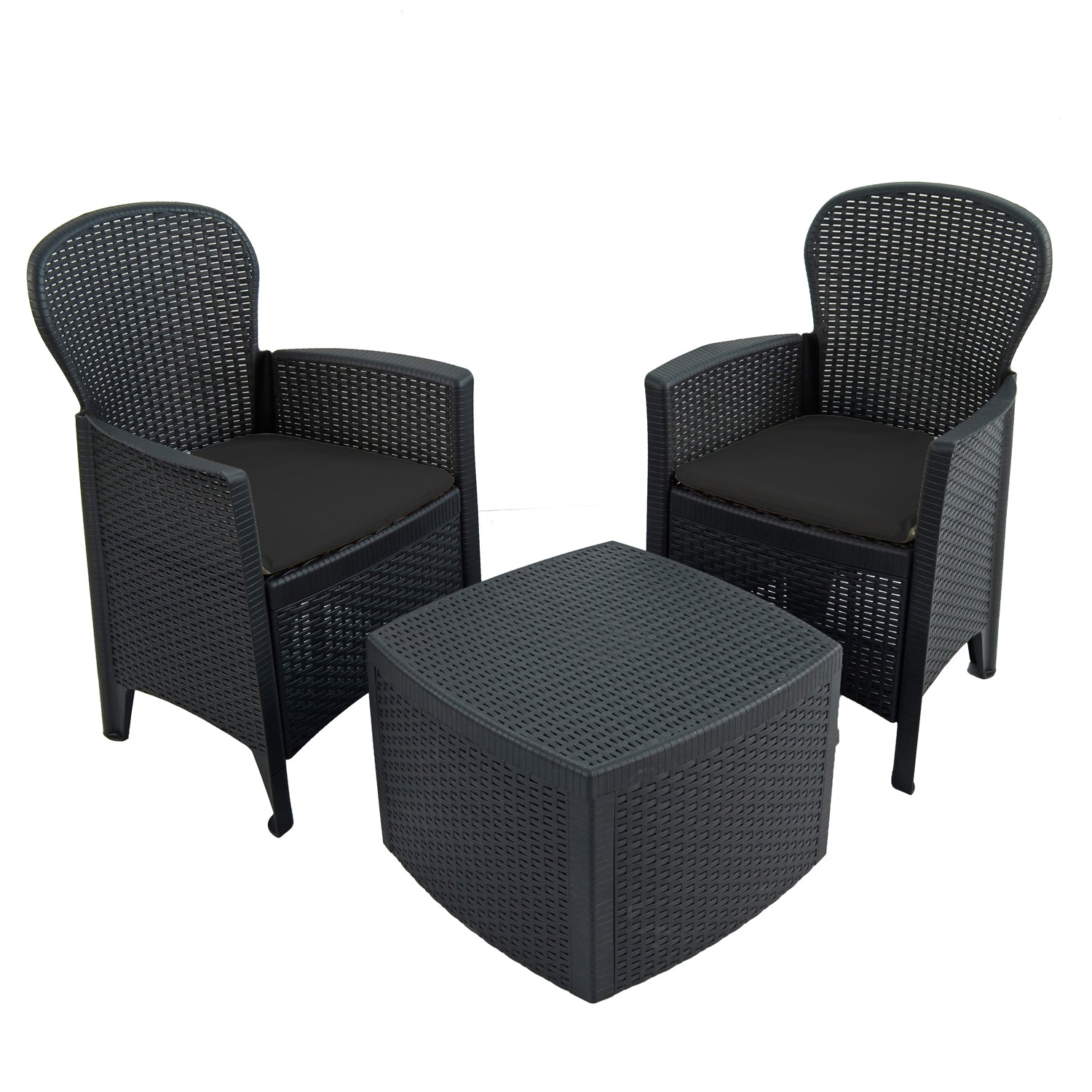 Trabella Sicily Side Table with 2 Sicily Chairs Set Anthracite Dining Sets Trabella   