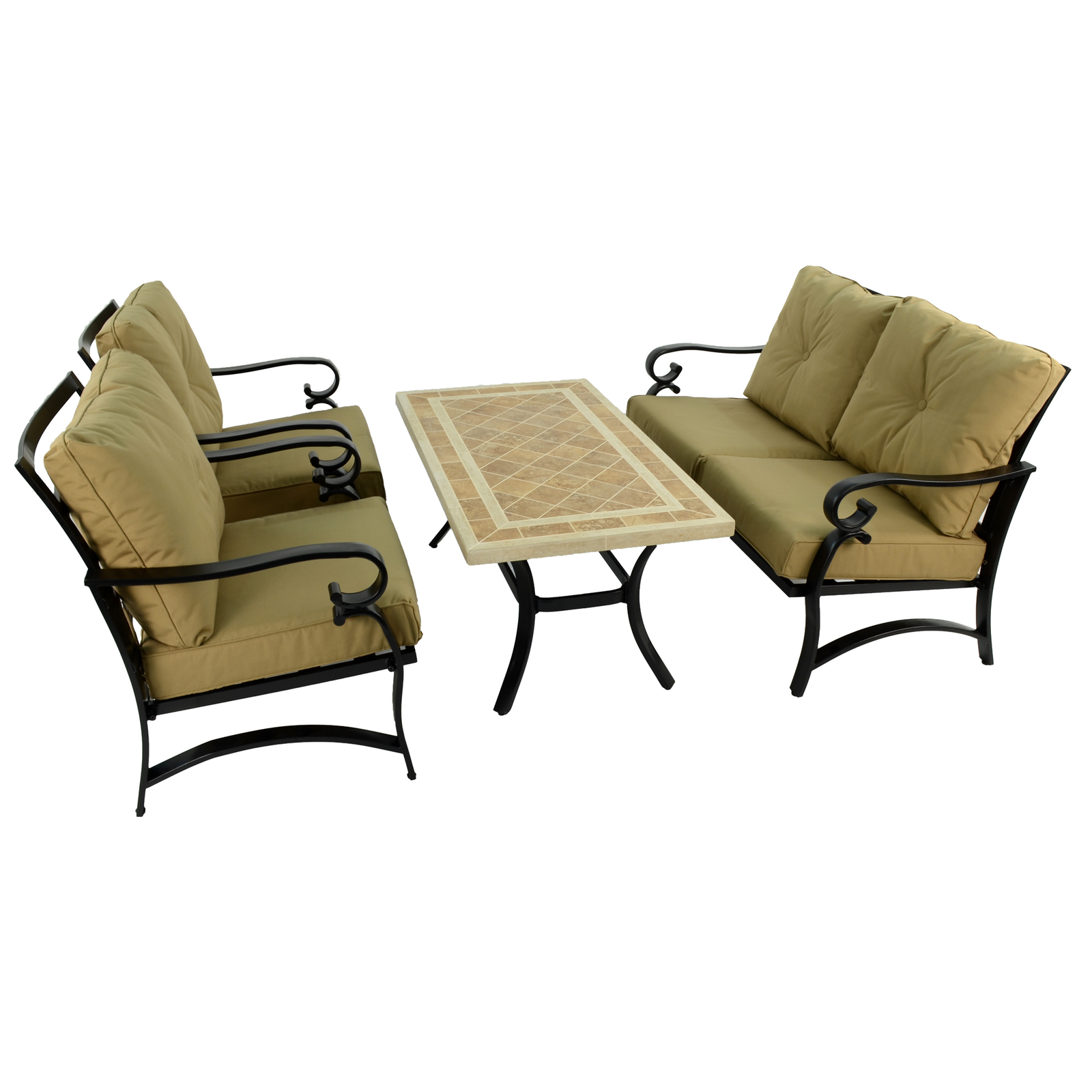 Byron Manor Hampton Garden Stone Rectangular Coffee Table with Windsor Lounge Sofa & 2 Chair Set Dining Sets Byron Manor   