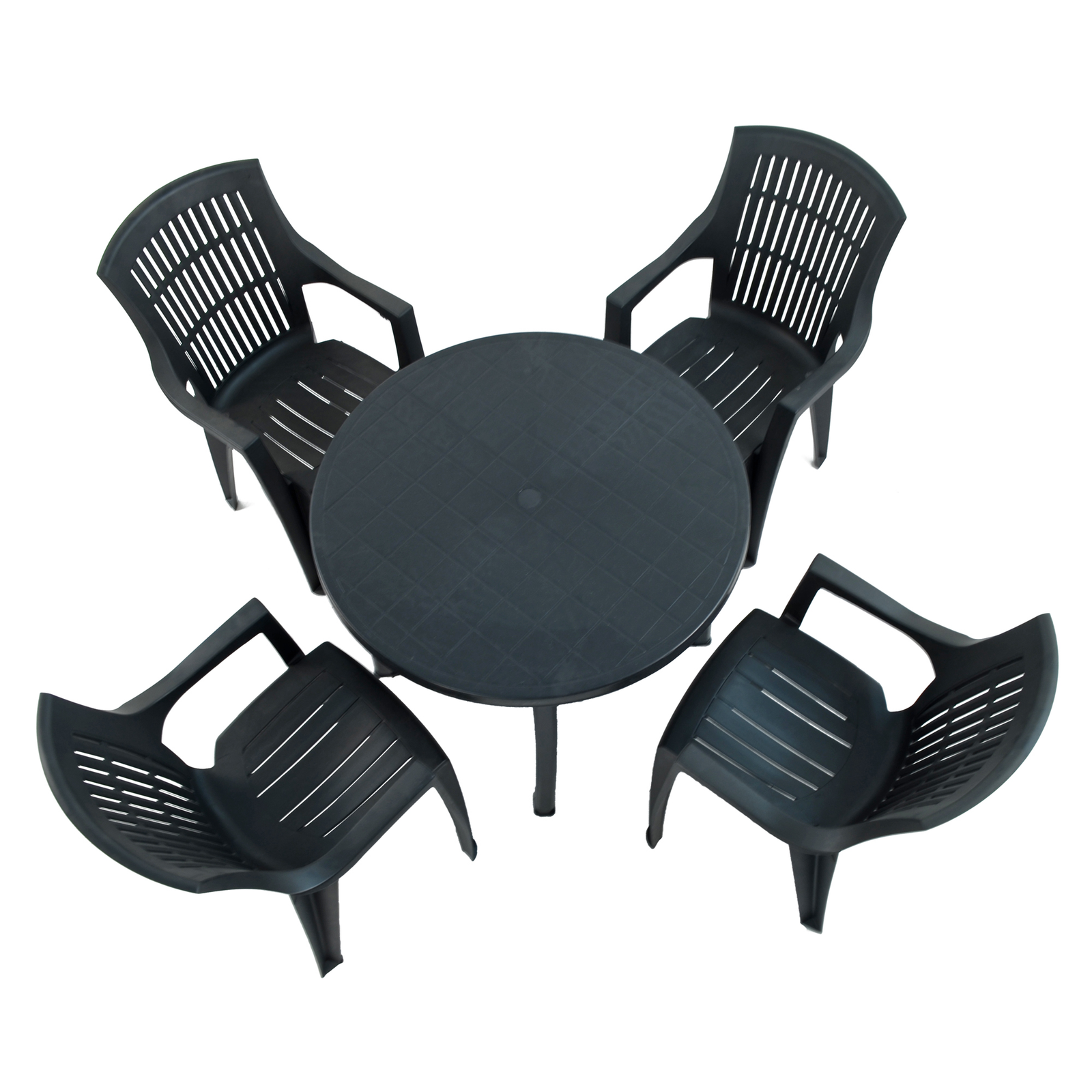 Trabella Revello Round Table With 4 Parma Chairs Set Anthracite Grey Dining Sets Trabella Default Title  
