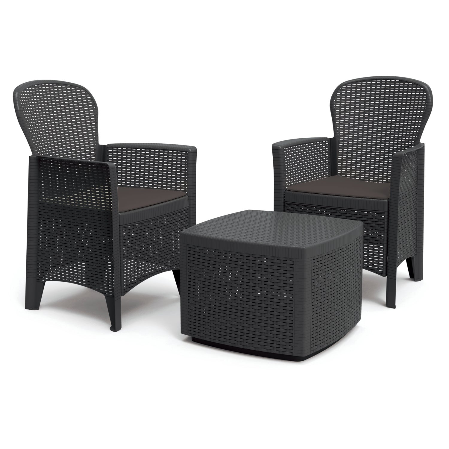 Trabella Sicily Side Table with 2 Sicily Chairs Set Anthracite Dining Sets Trabella   