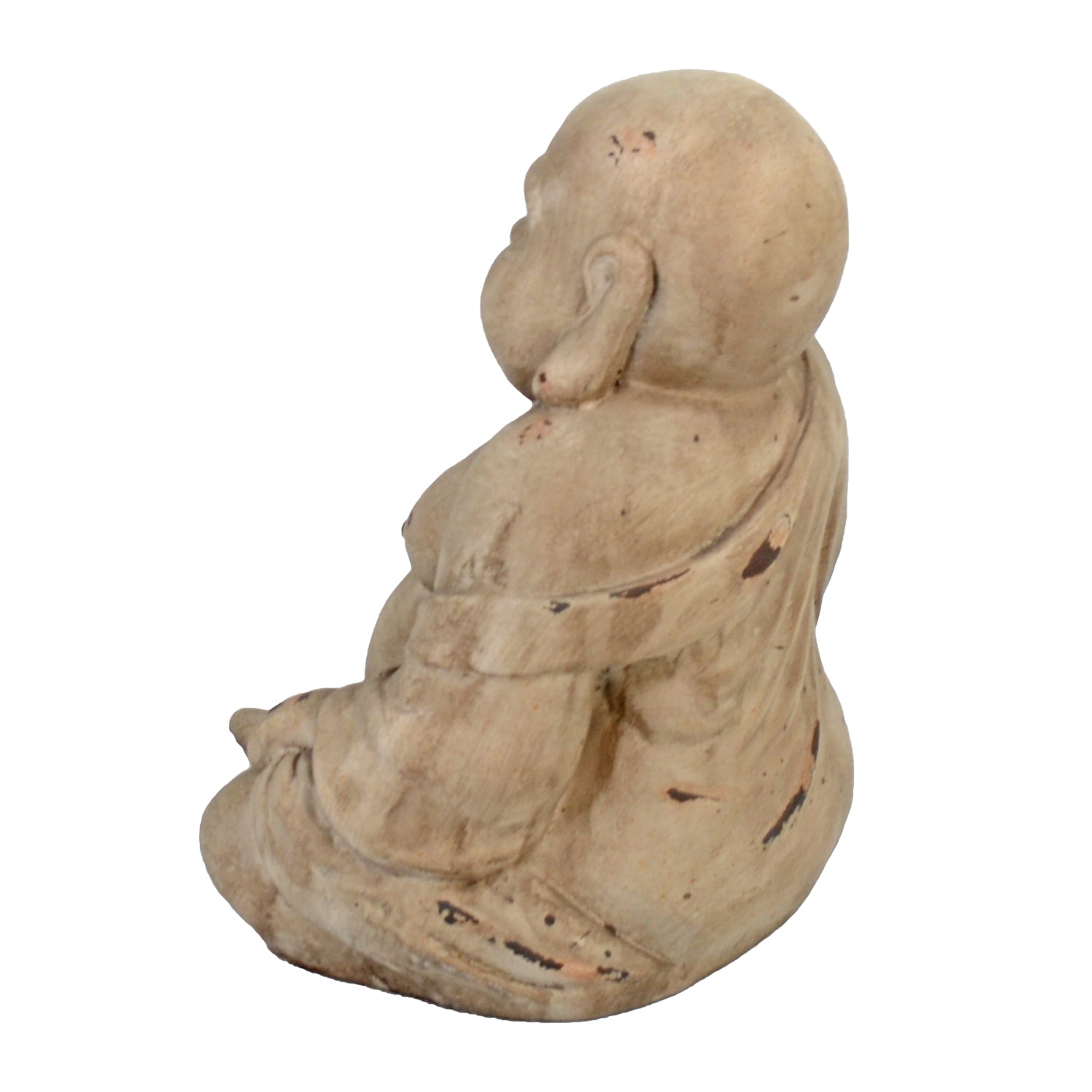 Solstice Sculptures Buddhist Monk Sitting 34cm Weathered Stone Effect Statues Solstice Sculptures   