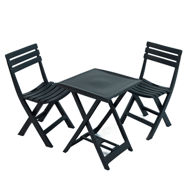 Trabella Boretto Folding Table With 2 Brescia Chairs Set Anthracite Grey Dining Sets Trabella   