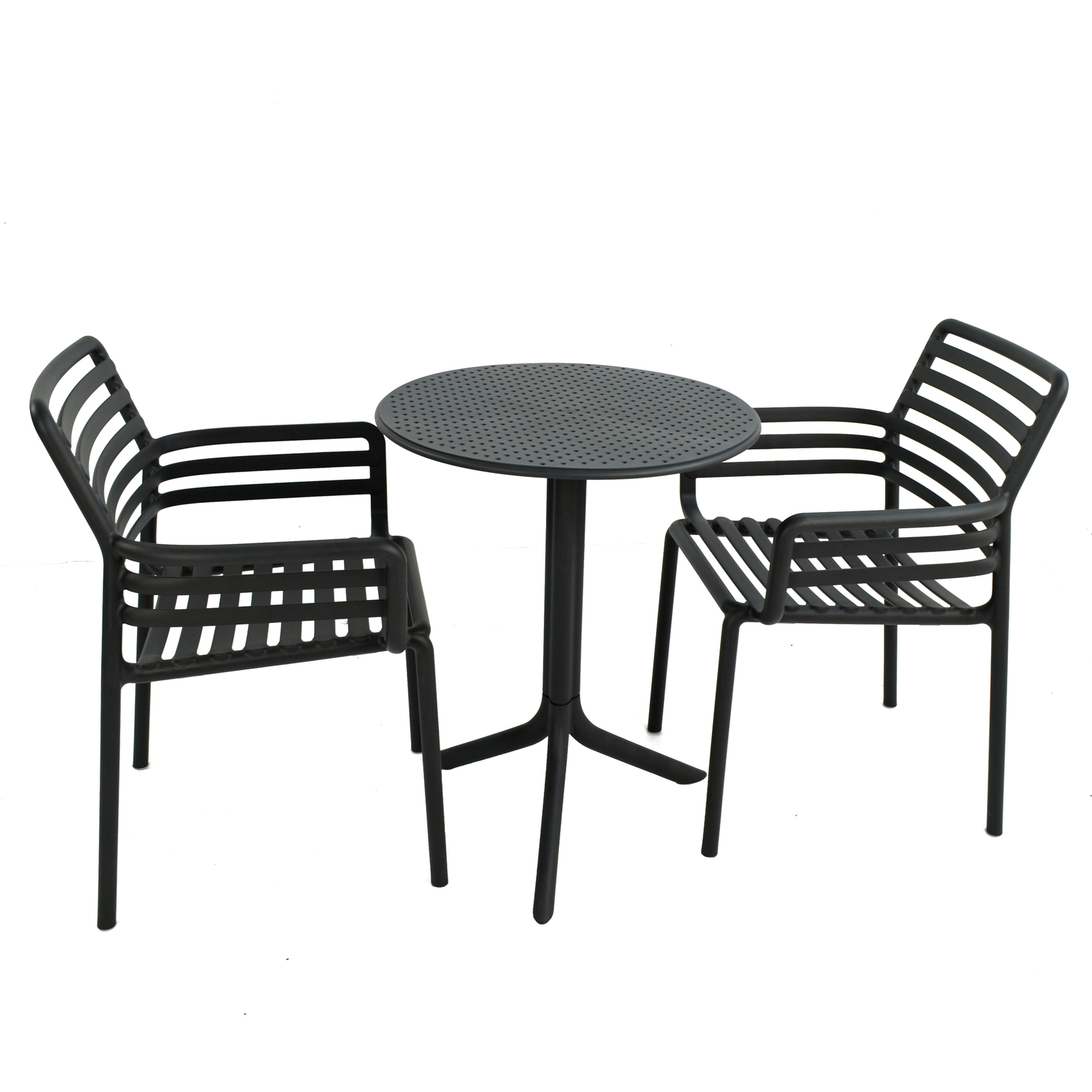 Nardi Step Garden Table with 2 Doga Chair Set in Anthracite Grey Dining Sets Nardi   