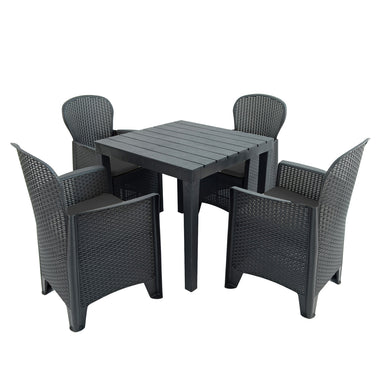 Trabella Roma Square Table with 4 Sicily Chairs Garden Set Anthracite Dining Sets Trabella   