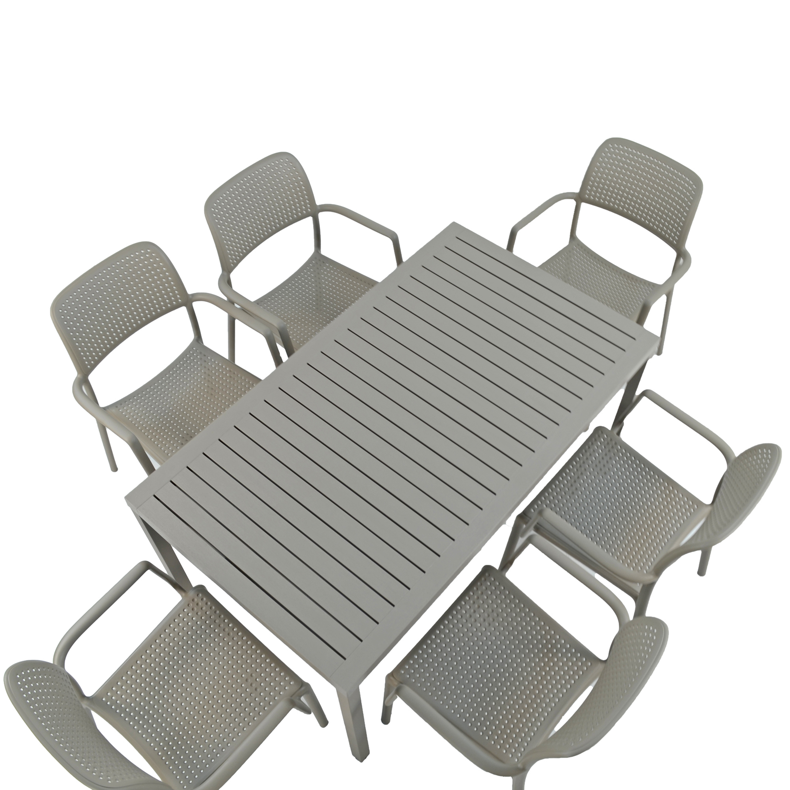 Nardi Cube Garden Dining Table with 6 Bora Chair Set in Turtle Dove Grey Dining Sets Nardi Default Title  