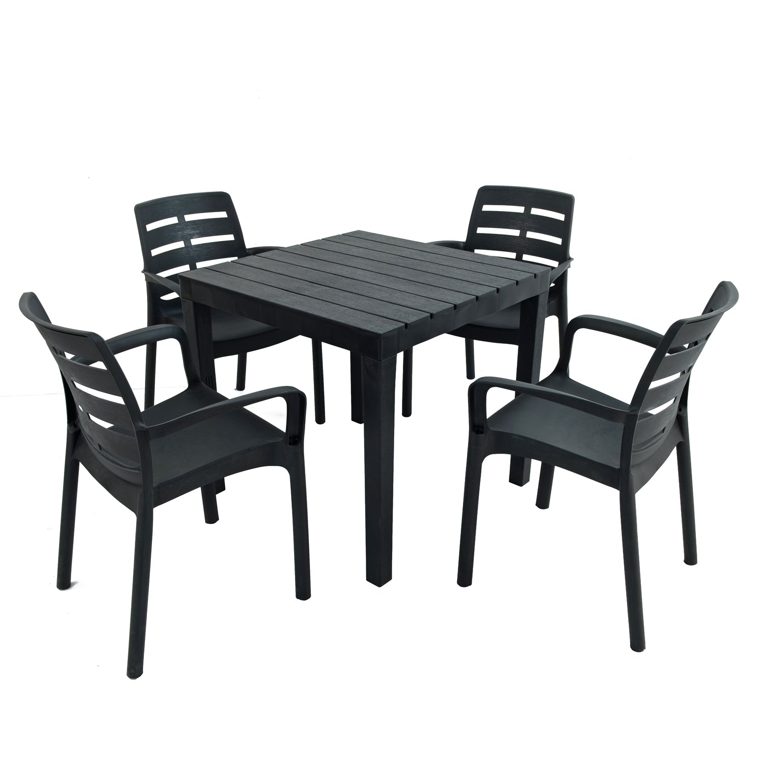 Trabella Roma Square Table with 4 Siena Chairs Garden Set in Anthracite Dining Sets Trabella   