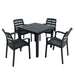 Trabella Roma Square Table with 4 Siena Chairs Garden Set in Anthracite Dining Sets Trabella   