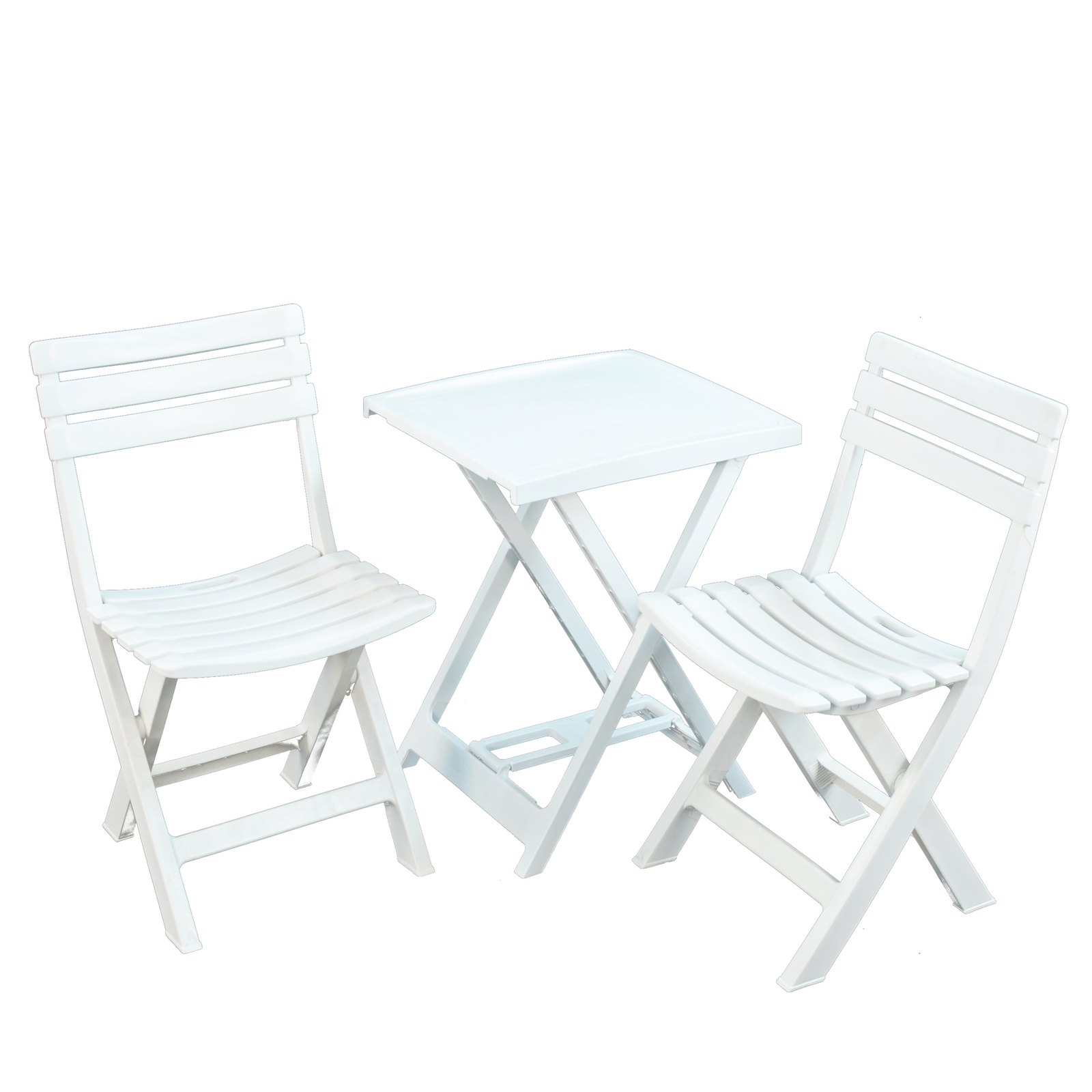 Trabella Boretto Folding Table With 2 Brescia Chairs Set in White Dining Sets Trabella   