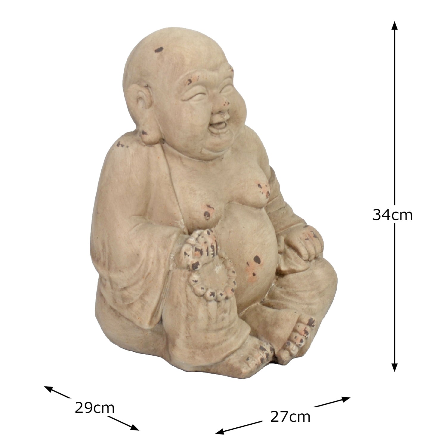 Solstice Sculptures Buddhist Monk Sitting 34cm Weathered Stone Effect Statues Solstice Sculptures   
