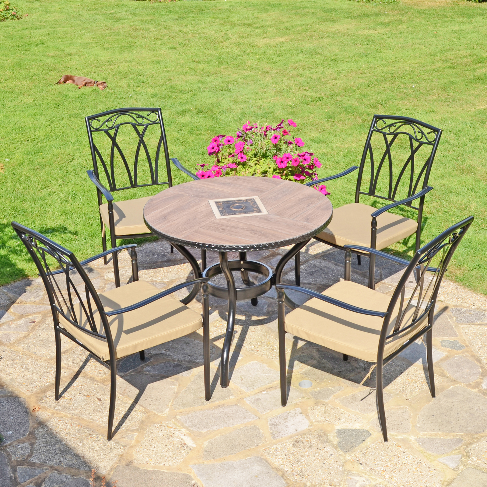 Exclusive Garden Haslemere 91cm Table With 4 Ascot Chairs Set Dining Sets Exclusive Garden   