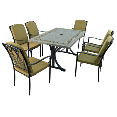 Byron Manor Burlington Dining Table With 6 Ascot Deluxe Chairs Set Dining Sets Byron Manor Default Title  
