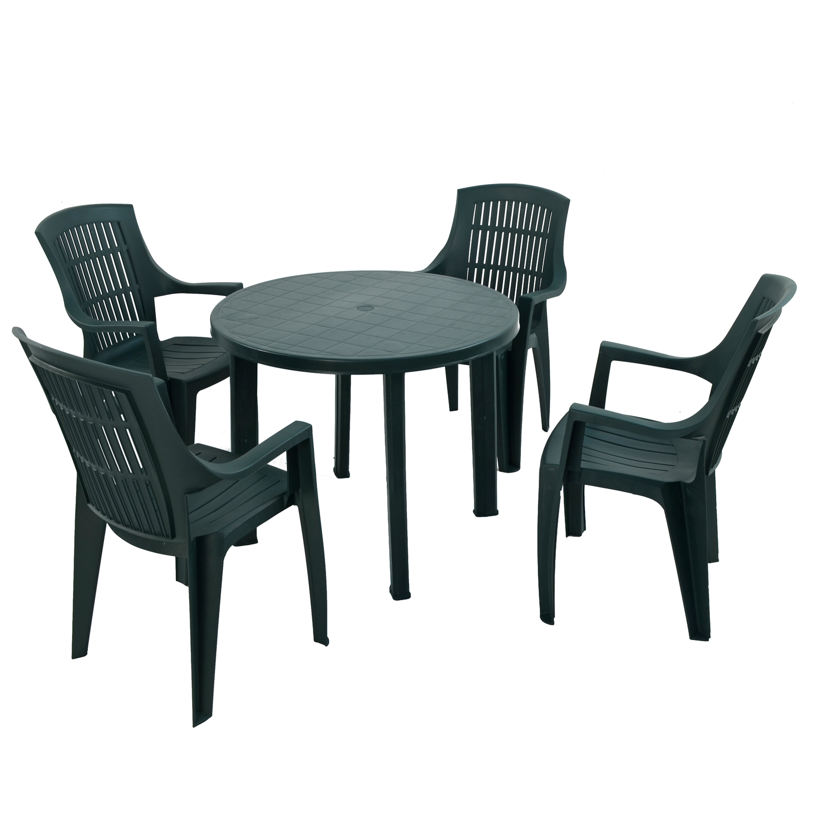 Trabella Revello Round Table With 4 Parma Chairs Set Green Dining Sets Trabella Default Title  