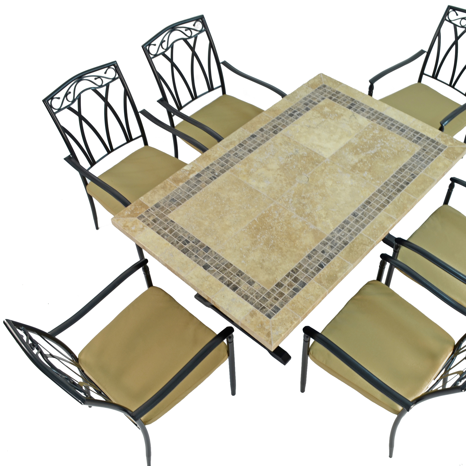 Byron Manor Charleston Stone Garden Dining Table with 6 Ascot Chairs Dining Sets Byron Manor Default Title  