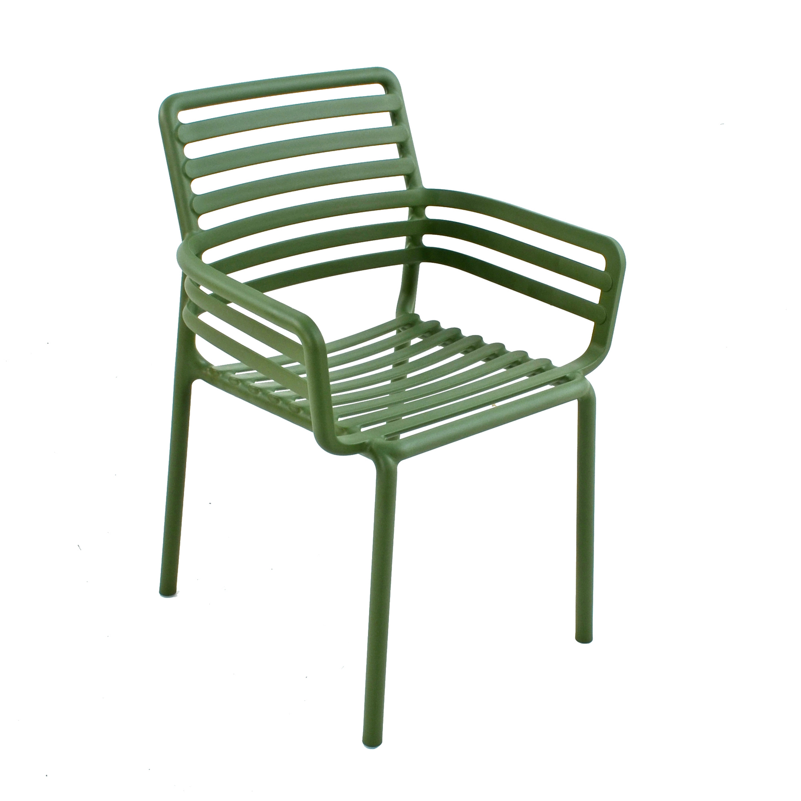 Nardi Clip 70cm Garden Resin Table with 4 Doga Chair Set in Olive