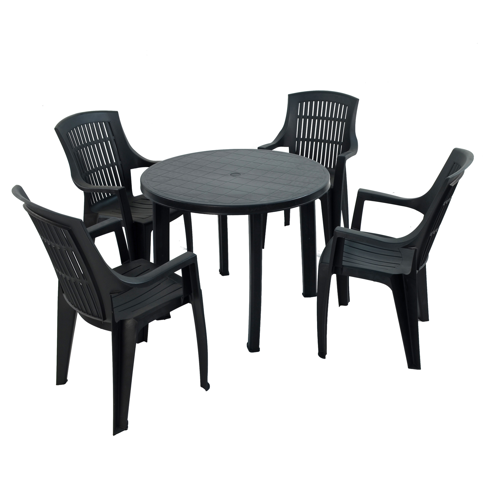 Trabella Revello Round Table With 4 Parma Chairs Set Anthracite Grey Dining Sets Trabella   