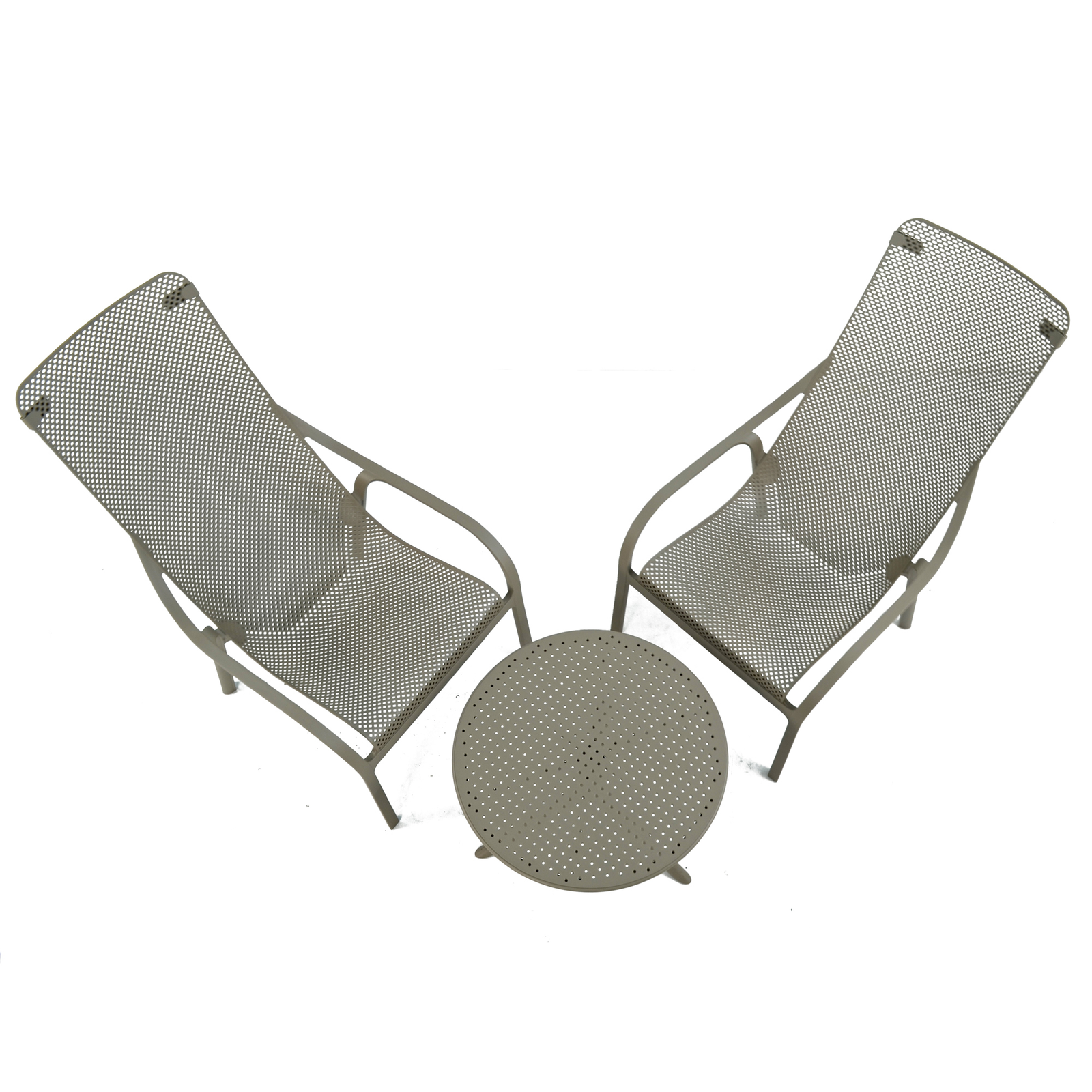 Nardi Step Low Garden Coffee Table With 2 Net Lounge Chair Set in Turtle Dove Grey Dining Sets Nardi   