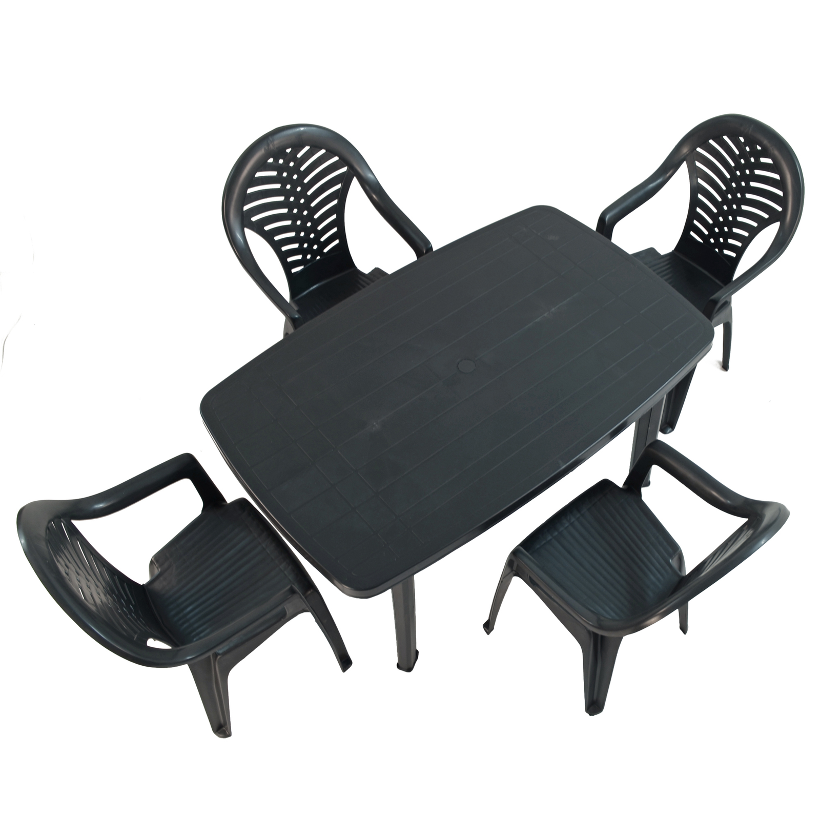 Trabella Rimini Rectangular Table With 4 Pineto Chairs Set Anthracite Grey Dining Sets Trabella Default Title  