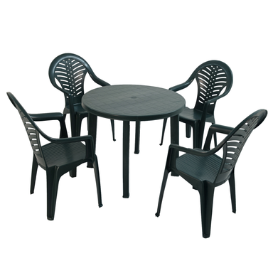 Trabella Revello Round Table With 4 Pineto Chairs Set Green Dining Sets Trabella   