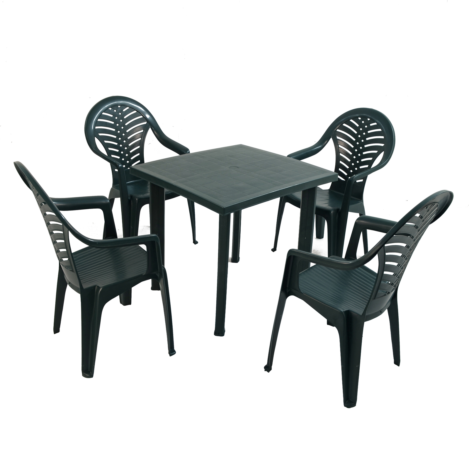 Trabella Rapino Square Table With 4 Pineto Chairs Set Green Dining Sets Trabella   