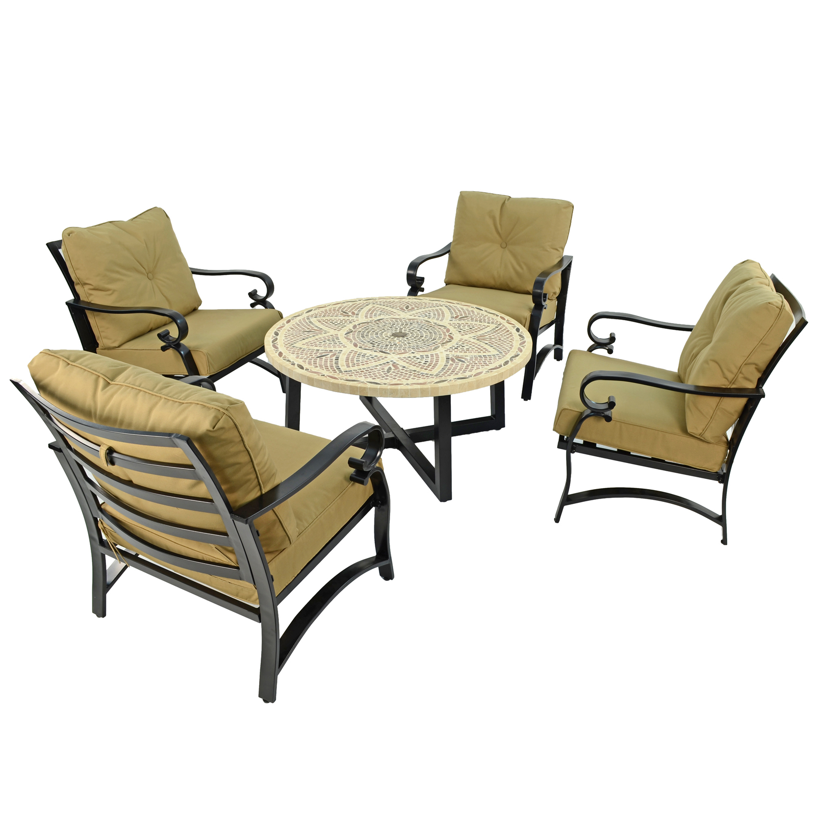 Byron Manor Montpellier Garden Coffee Table with 4 Windsor Lounge Chair Set Dining Sets Byron Manor   