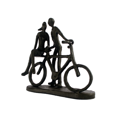 Elur Couple With Bicycle Statue Iron Figurine 14cm in Mocha Brown Statues Elur   