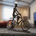 Elur Bicycle Man Iron Statue Figurine 19cm in Mocha Brown Statues Elur   