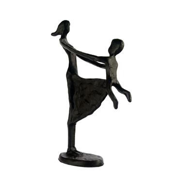 Elur Mother & Child Swinging Iron Status Figurine 23cm in Mocha Brown Statues Elur   