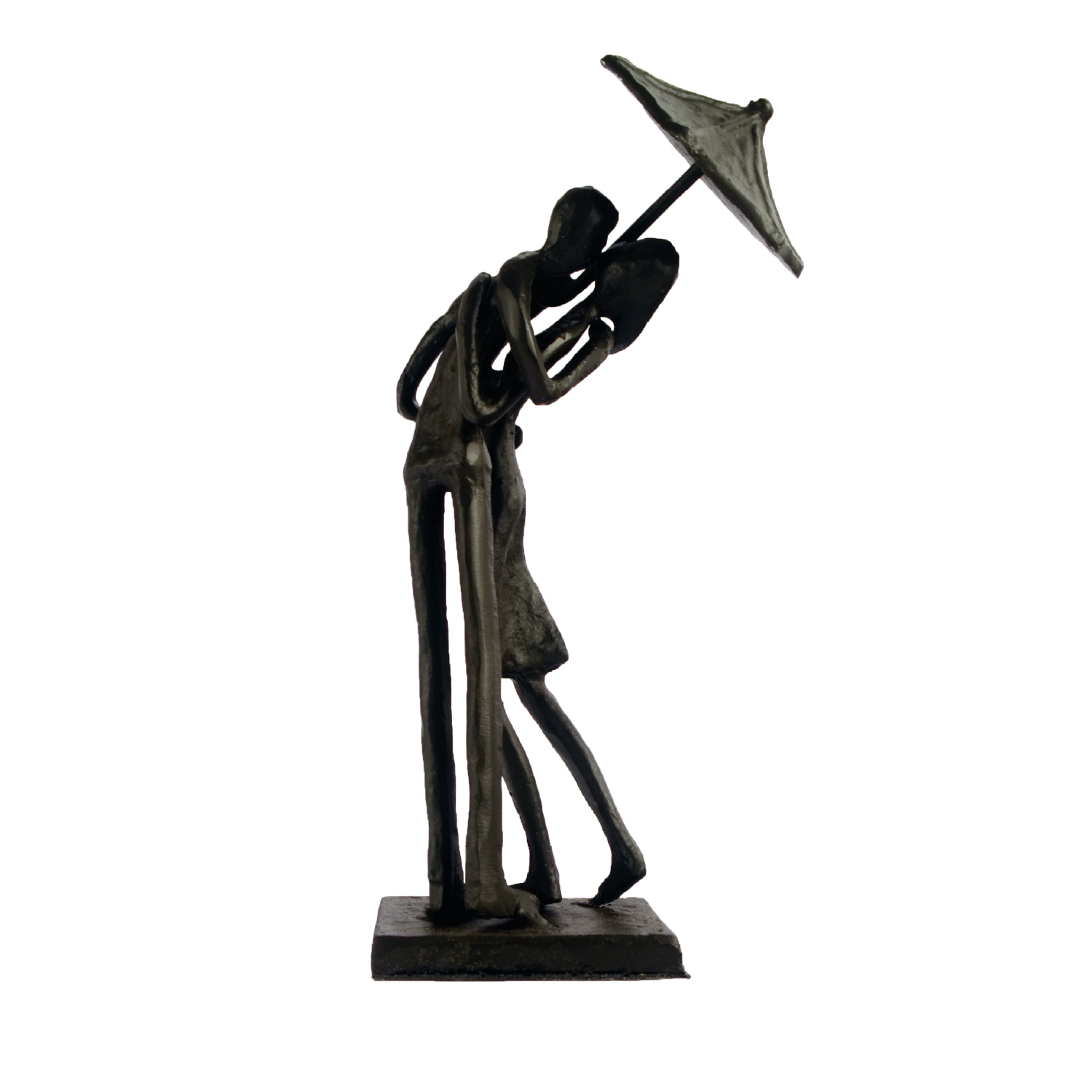 Elur Umbrella Couple Courting Iron Status Figurine 21cm in Mocha Brown Statues Elur   