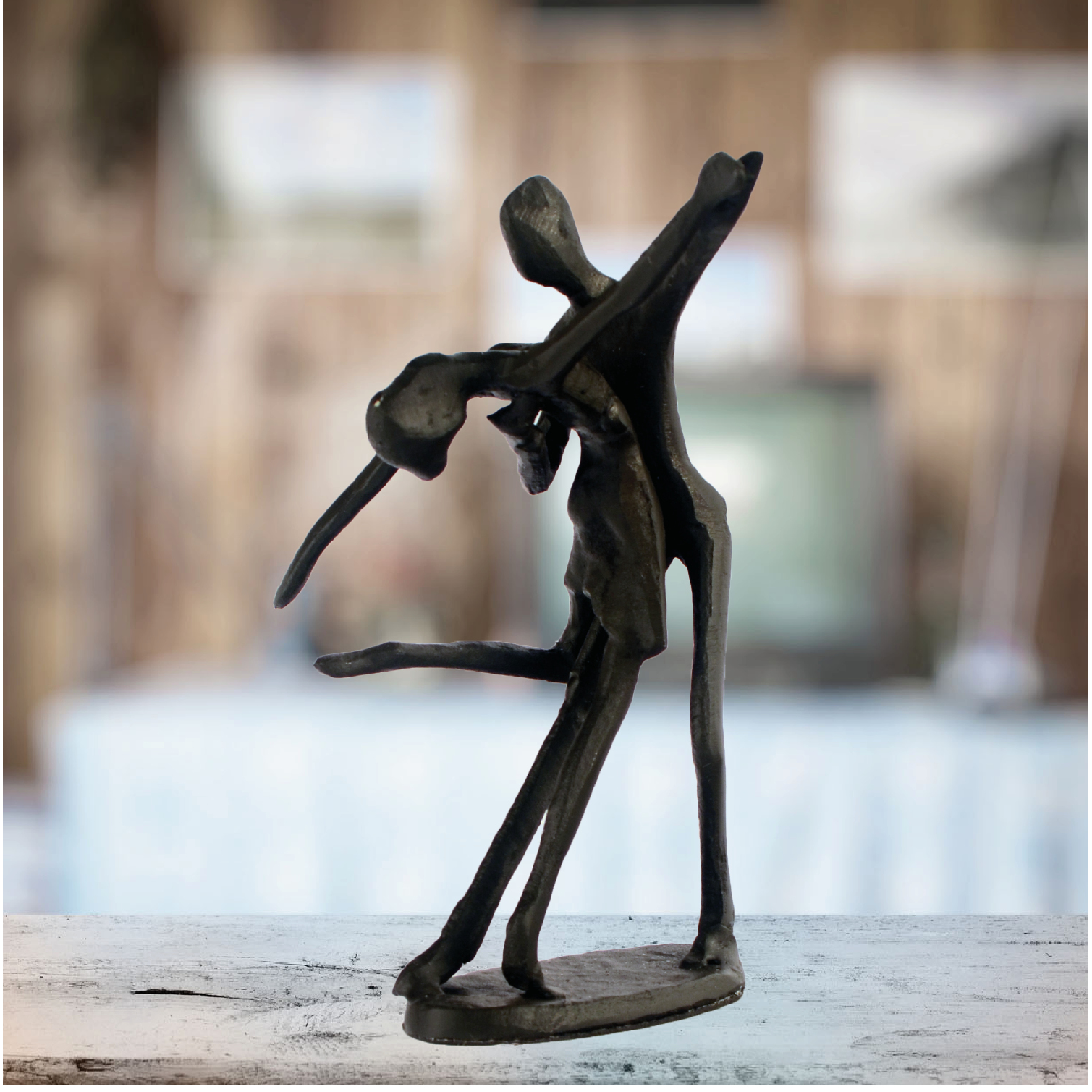 Elur Dancing Couple In Hold Iron Status Figurine 15cm in Mocha Brown Statues Elur   