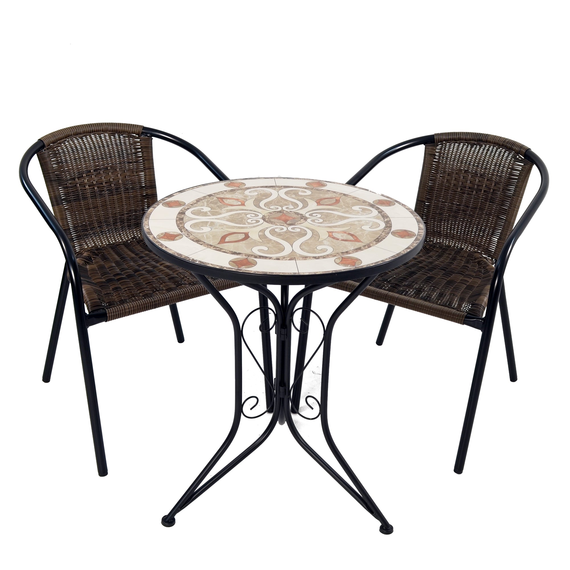 Summer Terrace Estoril Bistro Garden Table Set with 2 San Remo Chairs Dining Sets Summer Terrace   