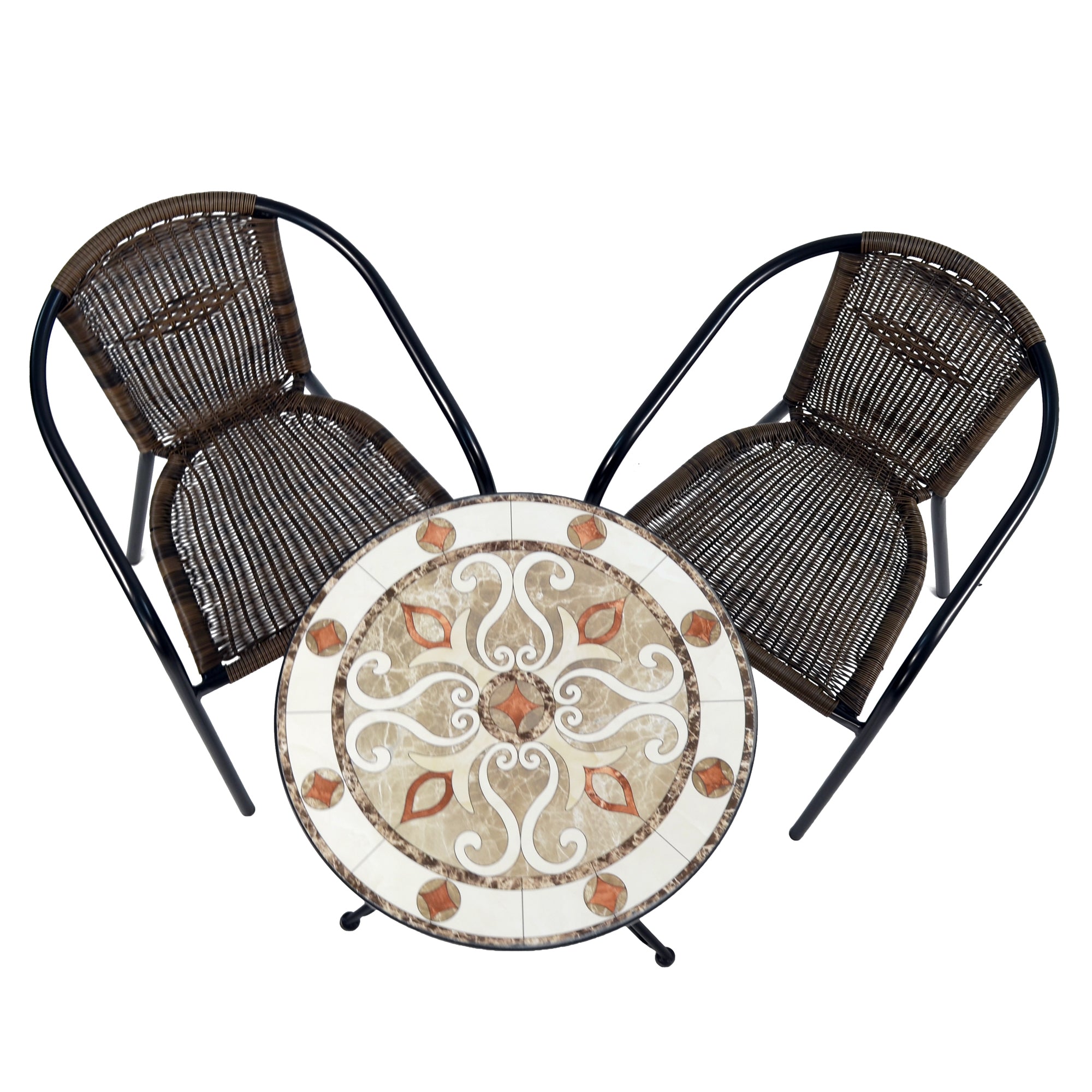 Summer Terrace Estoril Bistro Garden Table Set with 2 San Remo Chairs Dining Sets Summer Terrace   