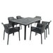 Nardi Anthracite Libeccio Extending Table with 6 Net Chair Set Dining Sets Nardi   