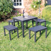 Trabella Roma Square Garden Table With 4 Roma Bench Set Anthracite Dining Sets Trabella   