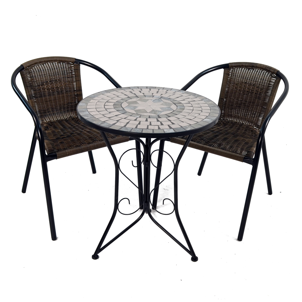 Summer Terrace Verde Bistro Set with 2 San Remo Chairs Dining Sets Summer Terrace   