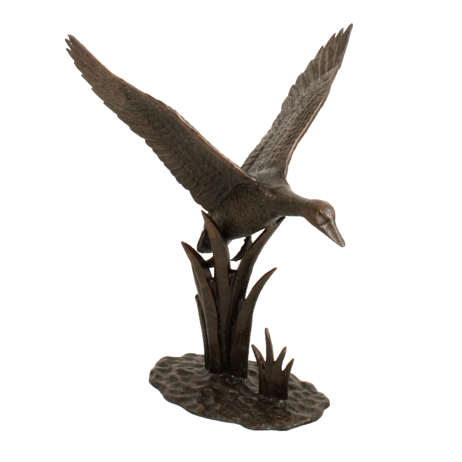 Solstice Sculptures Duck In Flight Aluminium Dark Verdigris Statues Solstice Sculptures   