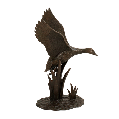 Solstice Sculptures Duck In Flight Aluminium Dark Verdigris Statues Solstice Sculptures   