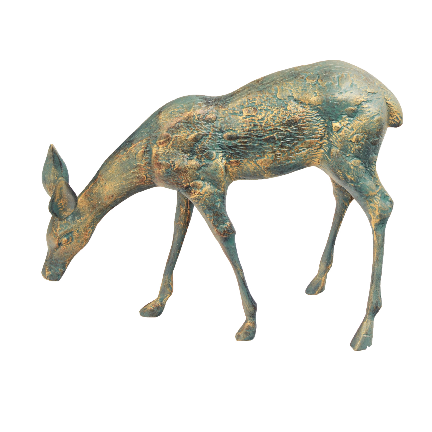 Solstice Sculptures Deer Pair Small Aluminium Gold Verdigris Statues Solstice Sculptures   