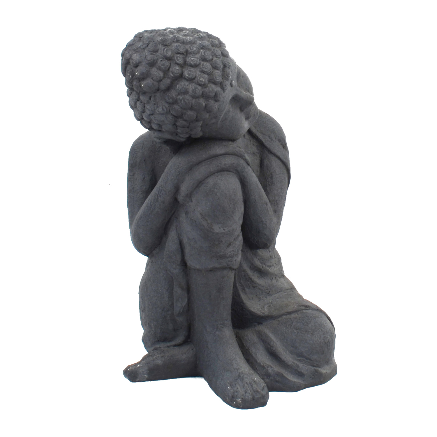Solstice Sculptures Buddha Crouching Grey Charcoal Effect Statues Solstice Sculptures   